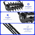 Rolling Manual Lawn Aerator, 58-Inch Handle Manual Push Spike Aerator for Gardens, Yards, and Farmland, Deep Soil Penetration for Healthy Grass and Improved Lawn Growth Manual Aerator Tool Black