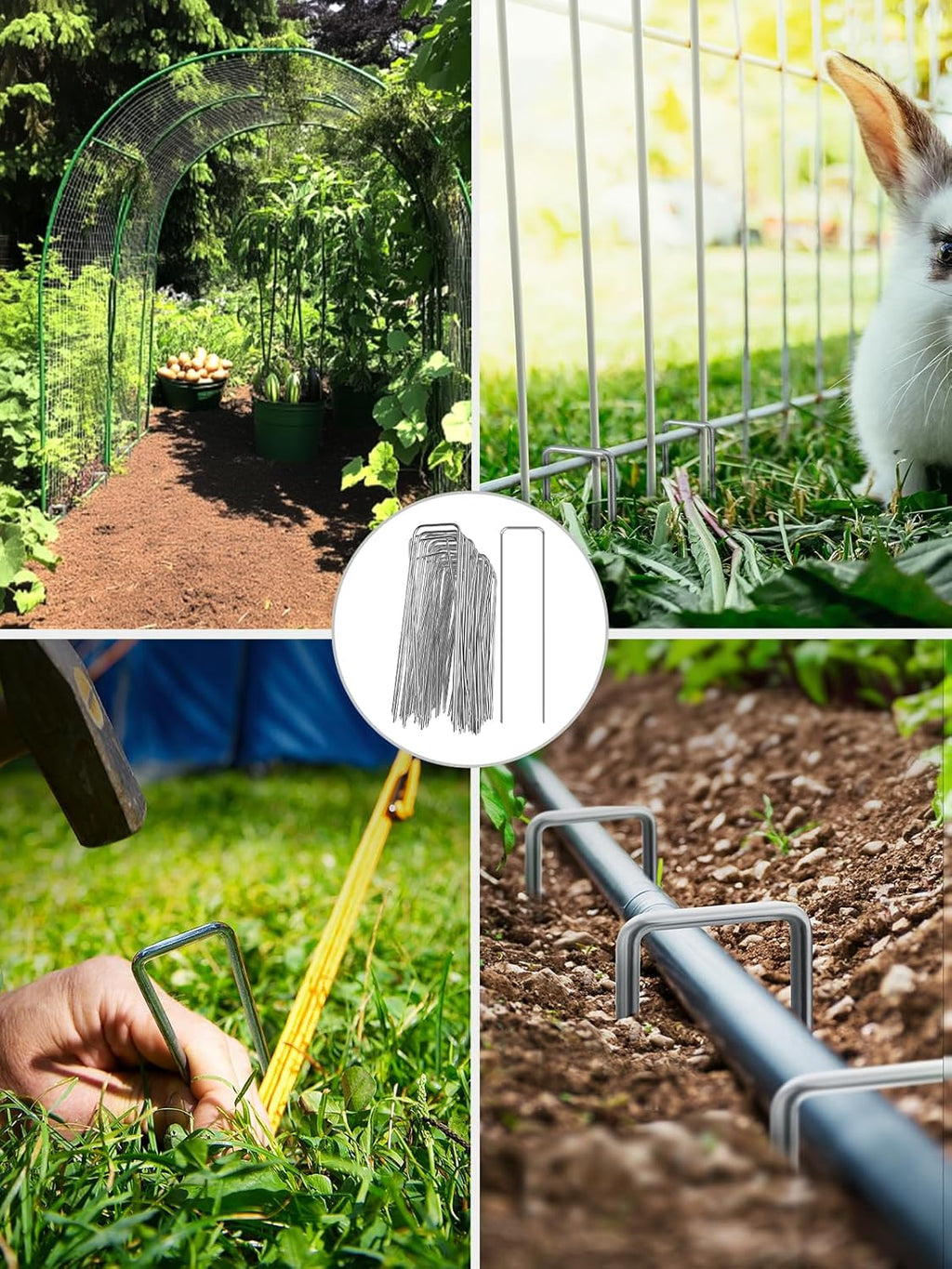 GROWNEER 50 Packs 12 Inches Landscape Staples Heavy Duty 11 Gauge Galvanized Steel Garden Stakes Securing Pegs for Securing Weed Fabric Landscape Fabric Netting Ground Sheets and Fleece