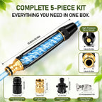 High Pressure Hose Nozzle Metal Fits US Garden Hoses with 3 Spray Modes