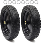AR-PRO (2-Pack) 13" Flat Free Tire and Wheel - with 5/8" Axle Bore Hole, 2.17" Offset Hub - 13 lnch Solid Wheels Compatible with Garden wagon Cart,Hand Trucks,Utility Cart and Lawnmower Yard Trailers