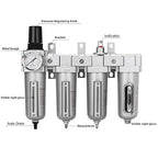 NANPU 1/2" NPT Industrial Grade 4 Stage Air Drying System - Double Particulate Filters, Coalescing Filter, Desiccant Dryer & Air Regulator, Metal Bowl, Auto Drain, for Paint Spray＆ Plasma Cutter