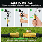 Garden Hose 25 FT, Lightweight Non-Expanding Water Hose with 10 Function Nozzle, Manguera Para Jardin with 3/4" Brass Connectors Leak-Proof, Burst-Resistant, Anti-Kink