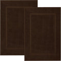 DAN RIVER Classic Bath Mat - Brown, 100% Ring Spun Cotton, Pack of 2, 21x34 inches, 800 GSM, Non-Slip, Absorbent, Quick Drying, Machine Washable Bathroom Floor Mats for Shower, Kitchen & Bath