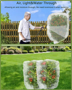 4 Pack Fruit Tree Netting with Zipper & Drawstring, 2.6 x 3.2 Ft Reusable Blueberry Bush Netting Cover, Durable Bird Netting for Vegetables, Trees, Bushes in Garden