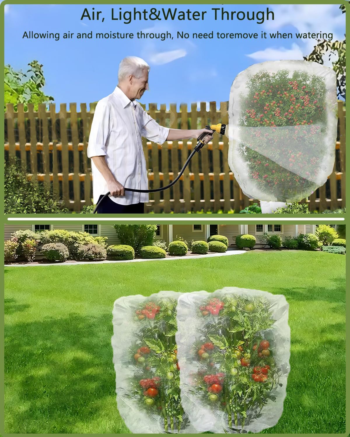 2 Pack Large Fruit Tree Netting with Zipper & Drawstring, 7.8 x 7.8 Ft Reusable Blueberry Bush Netting Cover, Durable Bird Netting for Trees, Bushes, Flowers
