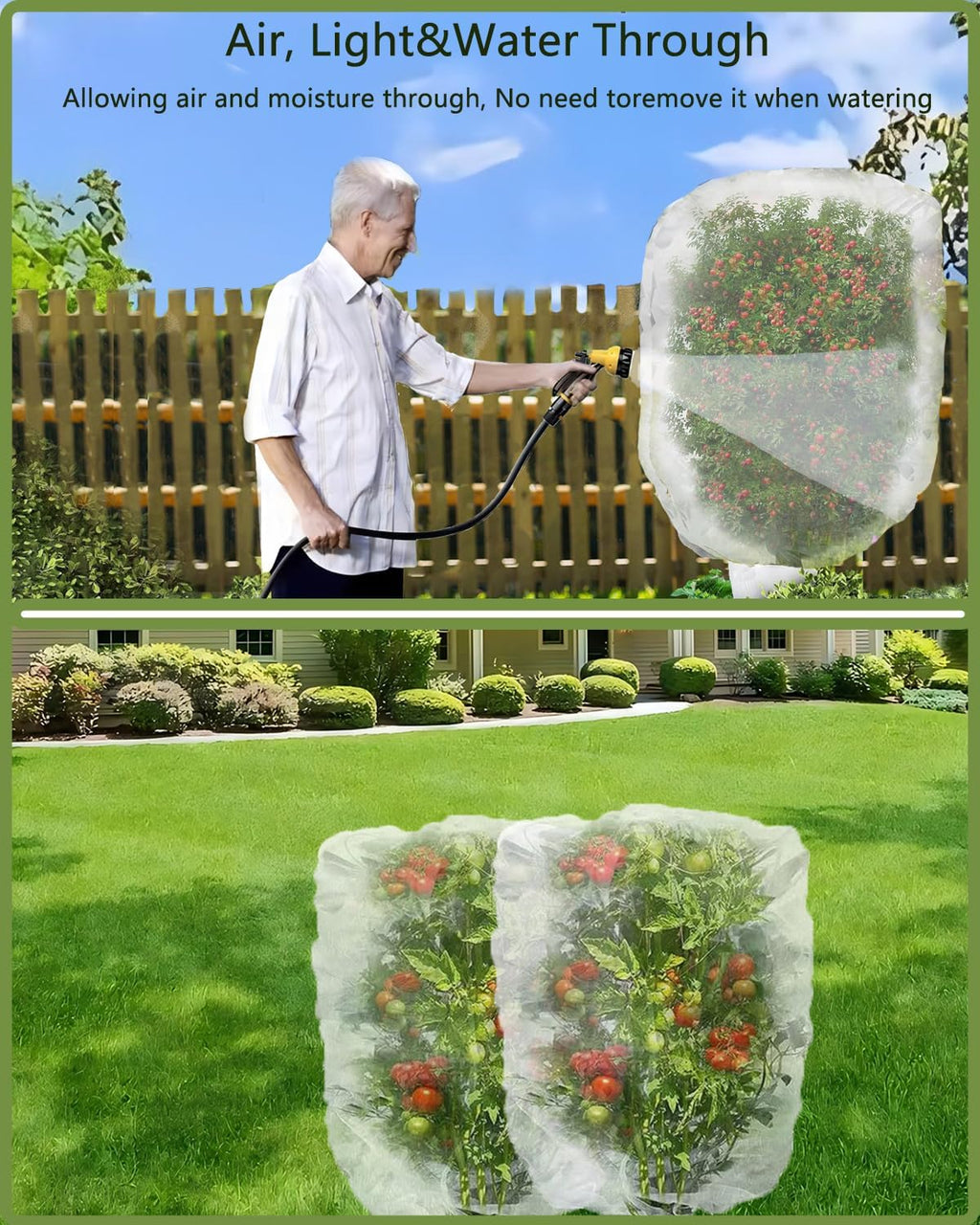 4 Pack Large Fruit Tree Netting, 5.9 x 5.9 Ft Blueberry Tomato Protection Net with Zipper & Drawstring, Insect Bird Barrier Netting Plant Covers for Fruit Vegetable Trees, Flower, Bushes in Garden
