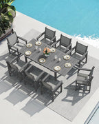 SERWALL Outdoor Dining Chairs Set of 2, All-Weather HDPE and Textilene Material Patio Chairs, Black