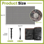Koi Pond Netting Kit 19.7x19.7ft, Heavy-Duty Pe, Bird Deer Fence Netting, Durable Net Cover for Leaves, Protect Fish from Blue Heron Bird, Cat & Predator, Stakes & Ties Included