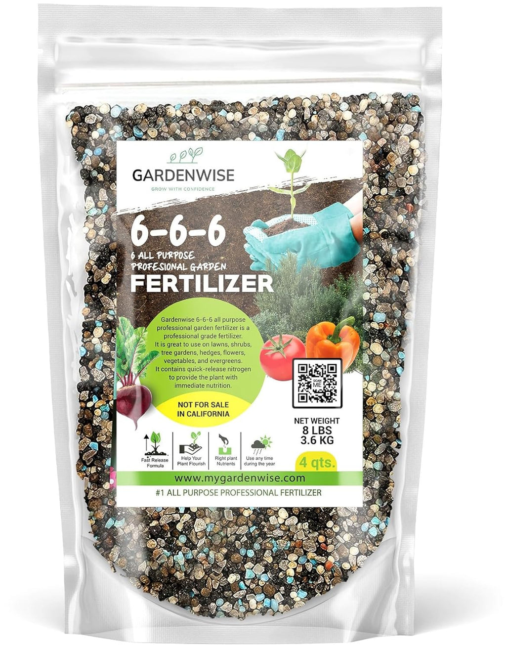 6-6-6 All-Purpose Professional Plant Food Fertilizer; Ideal for Winter Care & Spring Feeding, Perfect Balanced NPK for Indoor and Outdoor Plants (4 QUARTS)