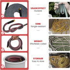 50ft Non-Expanding Garden Hose with 8-Layer Latex Core, Lightweight & Kink-Free, Flexible Heavy Duty Water Hose for Lawn, Yard, Car Washing (3/4" Solid Brass Fittings, Crush-Resistant)
