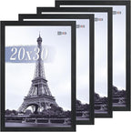 VCK 20x30 Poster Frame Set of 4 - Black, Gallery-Quality Wood Picture Frames, 1.1-Inch Wide Border, Polished Plexiglass, Vertical or Horizontal Wall Display for Photo/Art/Prints, Black