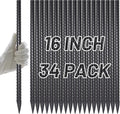 AAGUT Rebar Stakes 16 inch (34pcs) Heavy Duty 3/8” Ground Anchors Steel Garden Stakes Metal Straight Camping Tent Spikes with Chisel Point End for Hard Soil, Black Powder Coated