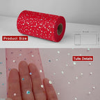 Glitter Tulle Rolls, 6' by 50 Yards (150FT) Sequin Tulle Netting Fabric for Tutu Skirts Sewing Birthday Wedding Party Decoration (Red)