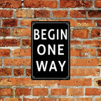 8x12" Begin One Way Parking Lot Sign - High-Intensity Grade Aluminum, Weatherproof & Fade-Resistant, Ideal for Outdoor & Indoor Use - Curbside Sign