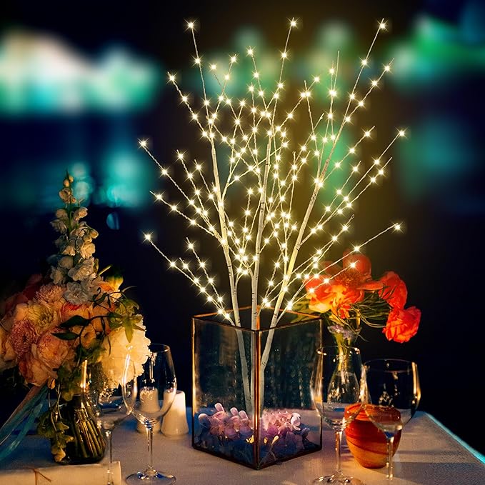 33in Birch Light Tree with 180 LED Lights, Twinkling Lighted Tree with Timer, Adjustable Branches Birch Branches for Indoor Decoration, Living Room, Table Décor