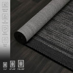 CAMILSON Indoor Outdoor Rug, 6x9 Bordered Dark Grey Black Modern Area Rugs for Indoor and Outdoor Patios, Kitchen and Hallway Mats, Washable Porch Deck Outside Carpet (Bordered Black, 6 x 9)