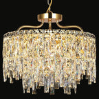 6 Light Gold Crystal Chandelier | Modern Crystal Chandeliers for Dining Room Light Fixture | Luxury Ceiling Pendant Lighting for Living Room | Bedroom | Entryway | Foyer | Staircase | Barthroom
