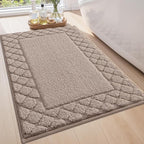 LUMI Bathroom Rugs, Ultra Soft Absorbent Bath Mat for Shower, Non Slip Washable Bath Rugs with Rubber Backing, Microfiber Plush Quick Dry Floor Mat for Bathtub, Floor, Brown, 17x30