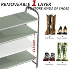 Shoe Rack 4 Tier Long Storage Organizer Wide Metal Shoe Shelf for Closet Entryway Grey