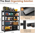 40" W Metal Garage Shelving Unit 3500LBS Metal Storage Shelves 5 Tier Adjustable Shelving Unit Garage Shelves for Kitchen Warehouse Pantry Basement, 71.2" H x 40" W x 17.7" D, Black