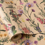 RUSPEPA Wildflower Floral Wrapping Paper Roll for Women, 17 Inches x 16. 4 Feet, Mini Roll, Herbal Kraft Wrapping Paper for Christian Gifts, Birthdays, Weddings, Bridal Shower and Engagement