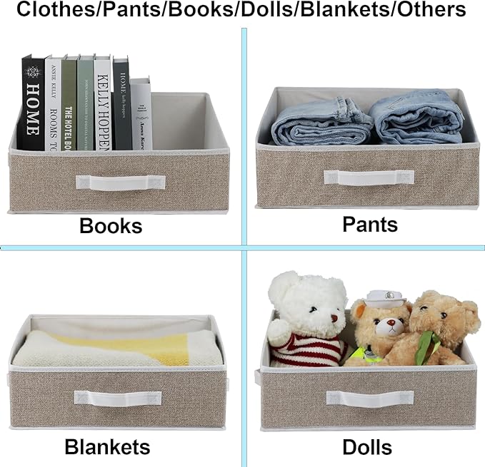 6 Pack Closet Storage Bins for Shelves, Shelf Baskets for Organization,Closet Organizers and Storage,Trapezoid Storage Bin Closet Shelf Organizer for Clothes,Toys,Towel,Book,Baby Clothing (6PC-Coffee)