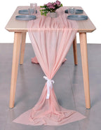 MDS Halloween Chiffon Table Runner - 10 Pack, 29 x 170 Inches, 14ft Each - Sheer Spooky Table Runners for Haunted House Parties, Trick-or-Treat Tables, Witchy Décor, Wedding & Events - Dusty Rose