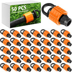 Tujoe 50 Pcs 5/8" Drip Irrigation Tubing End Cap Plugs with Loop Orange Leak Proof Barbed Locking Fittings Compatible with Most 16-17 mm Drip Tube for Garden Agriculture Sprinkler System