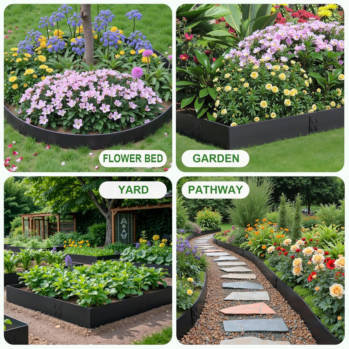 Metal Landscape Edging 6" H X 40" L, 6 Pack Black Bendable Steel Garden Edging Border,Heavy Duty Metal Edging for Landscaping Yard Lawn and Flower Bed Border(20 Ft)