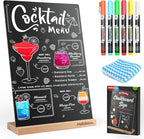 Chalkboard with Beech-Wood Base, 8 x 12 inch Tabletop Message Boards Menu Chalkboard Stand, Double Sided Blackboard for Party, Tables Decoration, Wedding, Bar and Restaurant