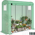 Outsunny Mini Greenhouse, Portable Greenhouse with Roll-Up Door and 2 Mesh Windows, Small Green House with PE Cover for Garden Patio Lawn, 78.7" x 29.5" x 74", Green