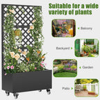 Metal Raised Garden Bed with Trellis and Wheels,72"x 36"x 16" Planter Box with Trellis Privacy Screen,Planter with Trellis and Drainage Holes for Climbing Plants,Vegetables & Vines,Outdoor Plants