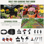 100FT Drip Irrigation System Kit Dual-Zone Garden Atomizing Watering System with 30 Copper 360° Adjustable Bendable Nozzles,Y-Splitter, Leak-Proof 1/4" Misting System for Garden Greenhouse Raised Beds