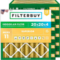 Filterbuy 20x20x4 Air Filter MERV 11 Superior Pet & Allergy Defense (12-Pack), Electrostatic Pleated HVAC AC Furnace Filters Replacement, Made in USA (Actual Size: 19.50 x 19.50 x 3.63)