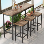 Harper & Bright Designs 4-Piece Dining Table Set, 60.2" L Solid Wood Dining Table with 3 Stools and Metal Frame for Kitchen Dining Room, Natural