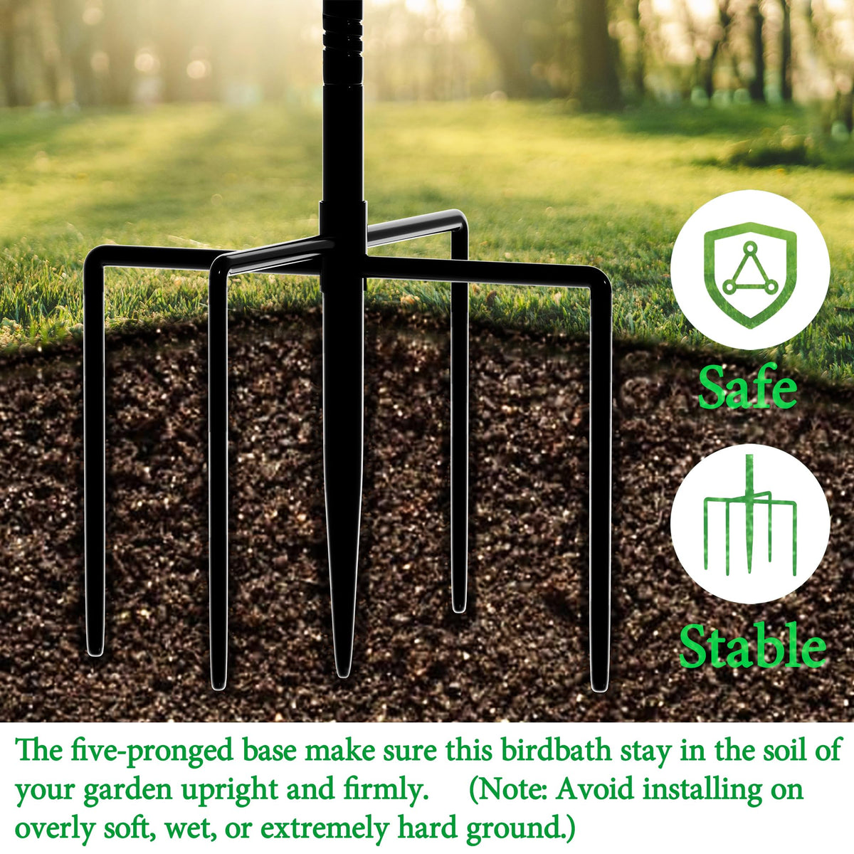 Polyjkl 3" Deep Metal Bird Bath for Outdoors 40in Tall, Removable 13" Dia Birdbath Bowl with Stable Stake, Vintage Birdbaths and Bird Feeders for Outside Garden Yard Patio Lawn Decor(Antique Bronze)