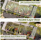 S AFSTAR Raised Garden Bed with Cover, 6FT x 3FT x 3FT Galvanized Bottomless Garden Bed with Greenhouse & Dual Roll-Up Screen Windows, Outdoor Metal Planter Box Kit with Cover (Black & Clear)
