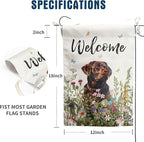 Spring Summer Garden Flag Floral Chocolate Lab Yard Flag Flower Labrador Dog Garden Flags for Outside Small Outdoor Welcome Flags 12x18 Double Sided