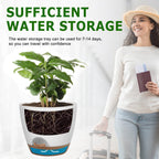QRRICA Plant Pots 10/9/8/7.5/7 Inch Self Watering Pots, Set of 5 Plastic Planters with Drainage Holes and Saucers,Plastic Flower Pots,Nursery Planting Pot for Indoor Out Door Plants（White）