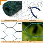 Green Chicken Wire 48 inch(H) x 100 ft(L), Anti-Rust Hexagonal Galvanized Metal Garden Netting for Floral Arrangements, PVC Coated Chicken Wire Coop for Crafts Plant Protector Pet Rabbits Fencing