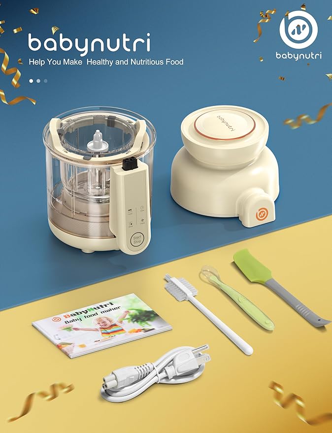 Auto Baby Food Maker, Glass Baby Food Mills, Baby Blender & Steamer and Puree Maker with Auto Cooking, Easy Cleaning, Dishwasher Safe, Cook at Home, Touch Screen Control