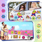 25 Pieces Car Magnet Decorations 60s Hippie Theme Party Magnetic Decals Fridge Magnets Flower Peace Car Magnetic Sticker Love Sign Colorful Hippie Decals for Refrigerator Mailbox Decor