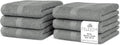 100% Cotton Wash Cloth for face & Body Set of 6, (12 x 12 inches) Sustainable, Soft, Highly Absorbent, Combed Cotton Wash Cloths Pack of 6 for Hotels, Spa, Bathroom, Dorm, Grey