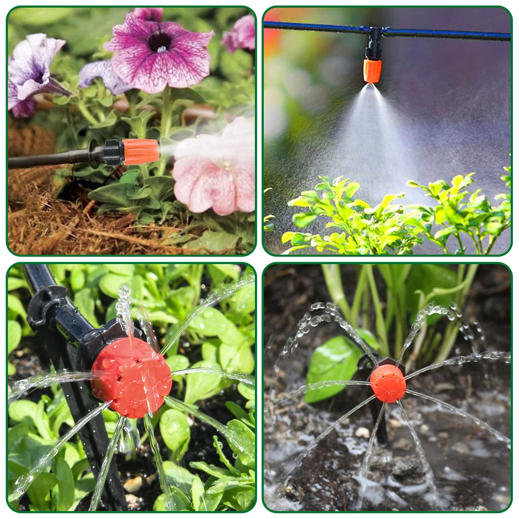 Flantor Drip Irrigation Kit, Drip Irrigation System for Garden with 1/4" Irrigation Tubing DIY Saving Water Automatic Watering System for Garden, Greenhouse, Flower Bed, Patio, Lawn