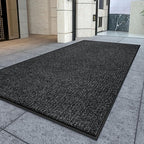 Kuyal Front Door Mat, 3'x10' Indoor Outdoor Entrance Mat, Commercial Floor Mats Inside Outside Entrance, Heavy Duty Durable Welcome, Rubber Backing Non Slip Outdoor Mats for Entryway,Black