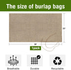 Agfabric Burlap Sack 1pack 22"×36", 100% Jute Storage Bag with String, Reusable Potato Storage Bag for Food Storage, Plant Gardening Planting, Food Grade, Set of 1