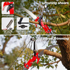 Suchtale 10ft Pole Saw, Manual Tree Pruner with Sharp Steel Blade, Trimmer with Scissors and High Strength Lightweight Handles for Pruning High Branches, Shrubs and Twigs at Forest Yard Garden Patios