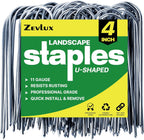 4 Inch 80 Pack 11 Gauge U - Shape Garden Stakes Set: Drip, Line & Irrigation Tubing Stakes, Galvanized Landscape Staples for Tube, Lawns, Weed Barriers, Landscape Fabrics, Irrigation Hose, Floor Mats