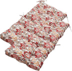 Magpie Fabrics Indoor/Outdoor Tufted High Back Chair Cushion Set of 2, Waterproof Deep Seating Rocking Chair Outdoor Chaise Lounge Sun Lounger Chair Cushions(Botanical Red Orange)