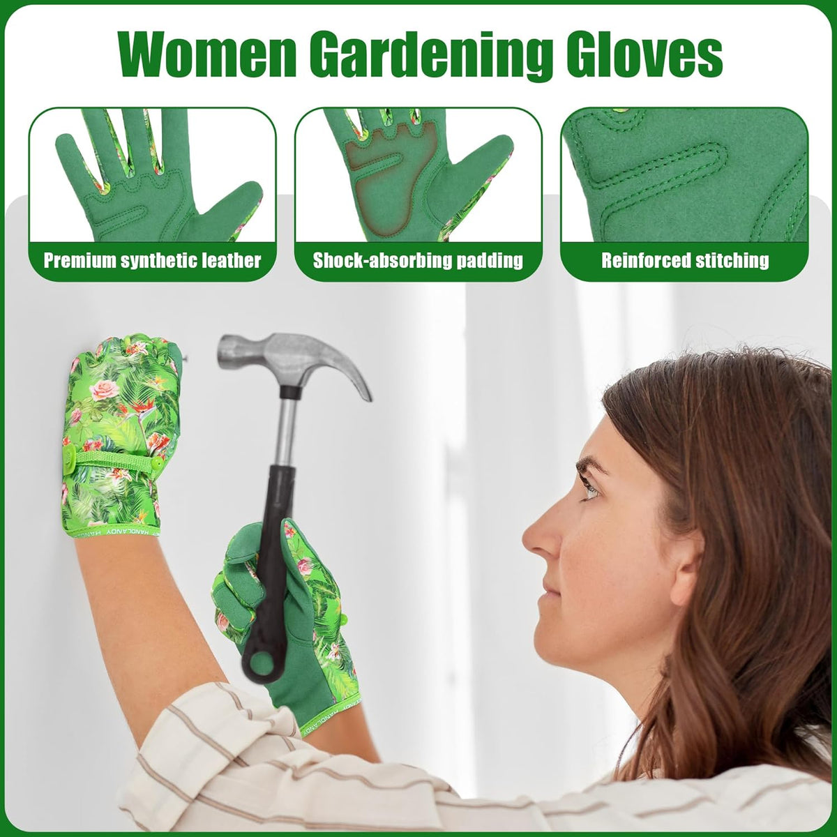 HANDLANDY Women Safety Work Gloves Utility Touch Screen Working Grip Glove for Yardwork Gardening Breathable Mechanic Gloves